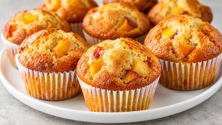 Why are bakers hiding these muffins? Super soft and fluffy Peach muffins! Lazy Baking! screenshot 4