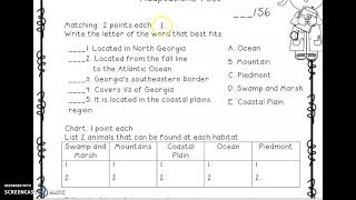 Georgia Habitats/ Plant and Animal Adaptations Quiz Review Part #1