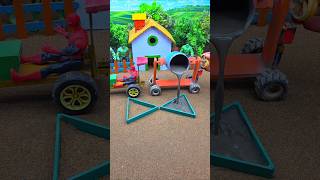 😱 Amazing Mini Tractor Making Cement Pillar | Real Working DIY Construction Machine 🚜 #shorts
