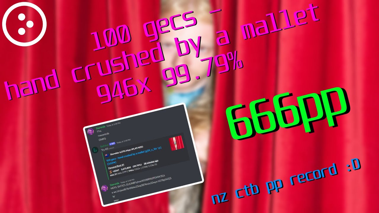 osu!ctb 100 gecs hand crushed by a mallet ezht 3 miss 666pp (nz ctb