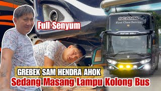 GREBEK Sam Hendra Ahok Sedang Pasang Lampu Kolong Terbaru di Bus Surya Bali Scania K360iB Ex Syifa