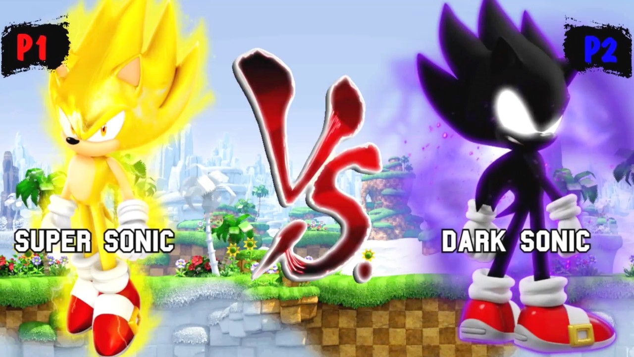 Super Sonic & Fleetway Sonic VS Dark Sonic & Dark Shadow I Sonic Battle JUS MUGEN v4