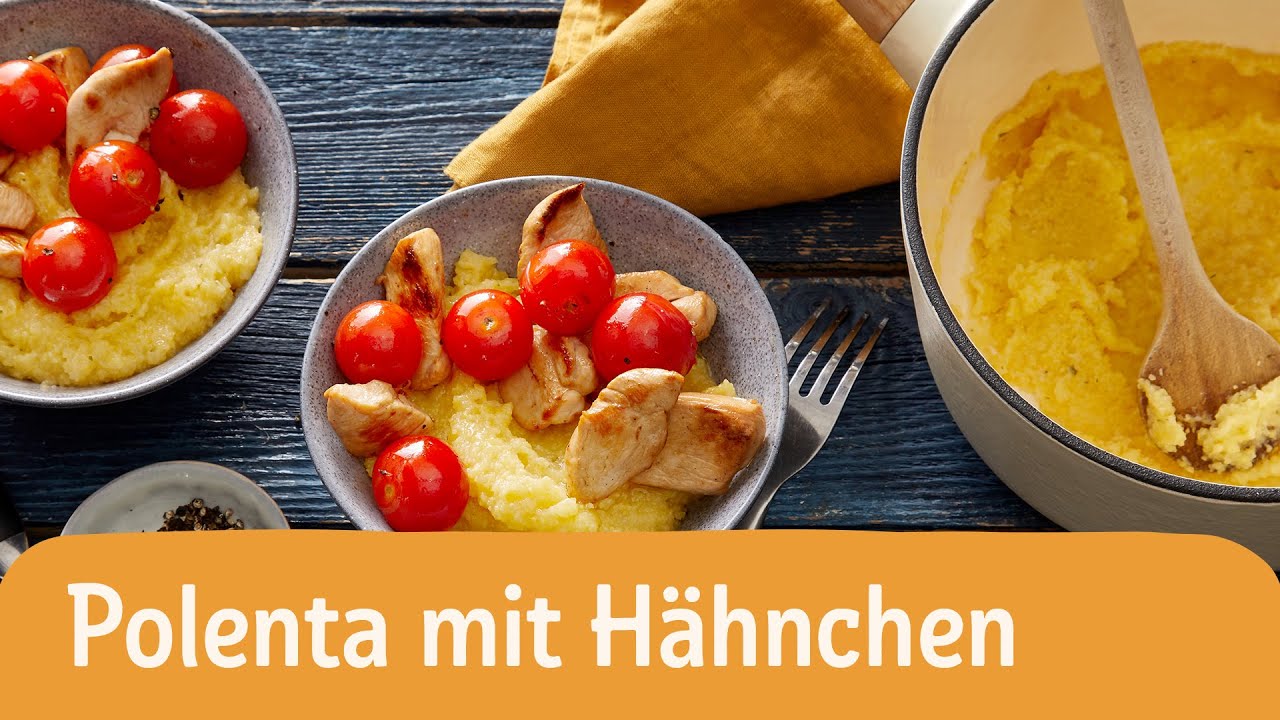 Polenta mit Tomaten und Hähnchenstreifen | REWE Deine Küche