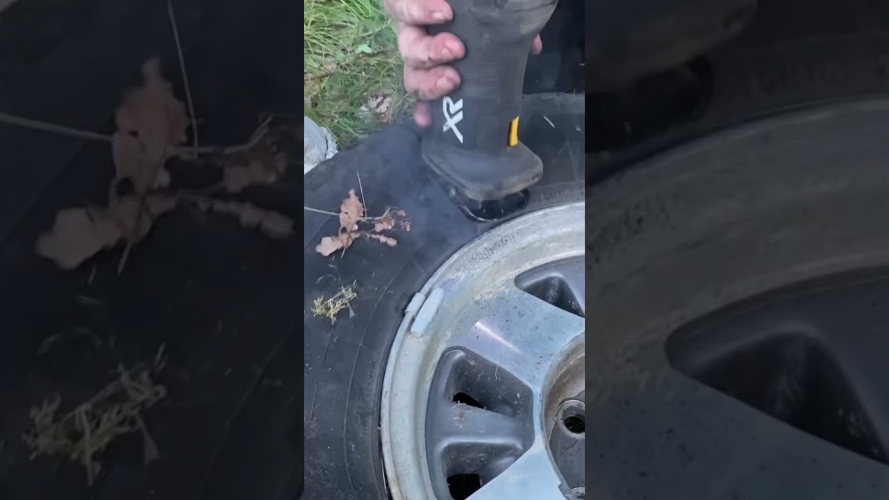 Removing tire from aluminum rim, quick and easy.