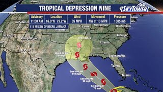 Tropical Depression Nine forms in the Caribbean