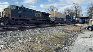 CSX Doublestack has a hot car and wide load trip the car clearance detector in St Denis, MD