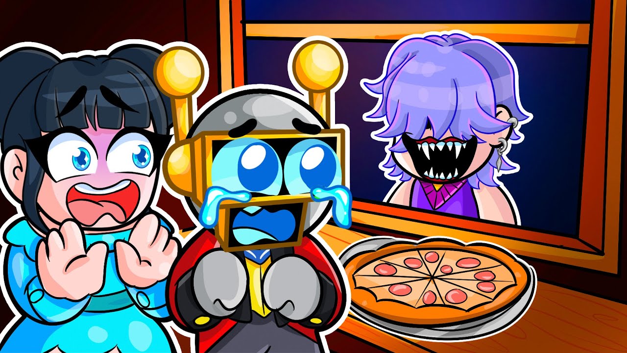 NUNCA VENDAS PIZZA a las 3 AM en la PIZZERIA de los YOUTUBERS en Roblox