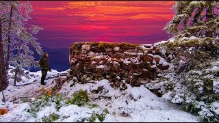 Primitive Technology: Building a STONE HUT in the mountains - Russian Wilderness