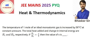 The temperature of 1 mole of an ideal monoatomic gas is increased by 50 ∘ C  at constant pressure. T