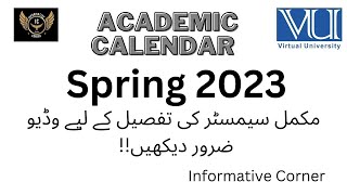 ACADEMIC CALENDAR SPRING 2023 VIRTUAL UNIVERSITY || SPRING 2023