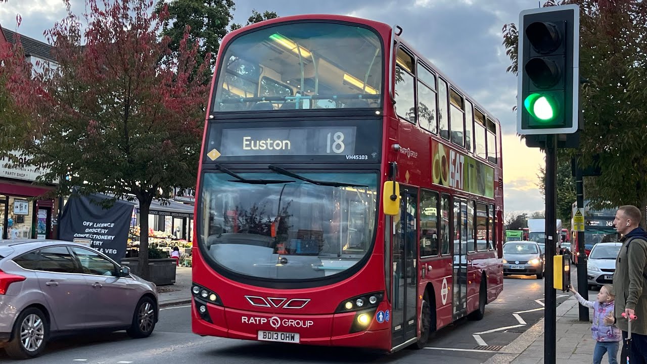 Full Route Visual. Route 18: Euston - Sudbury | Gemini 2 VH45103 BD13 OHW