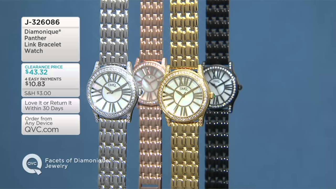 Diamonique Panther Link Bracelet Watch on QVC - YouTube