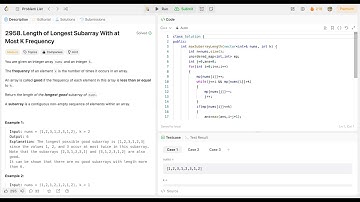 Length of Longest Subarray With at Most K Frequency (LeetCode 2958) (Sliding Window)