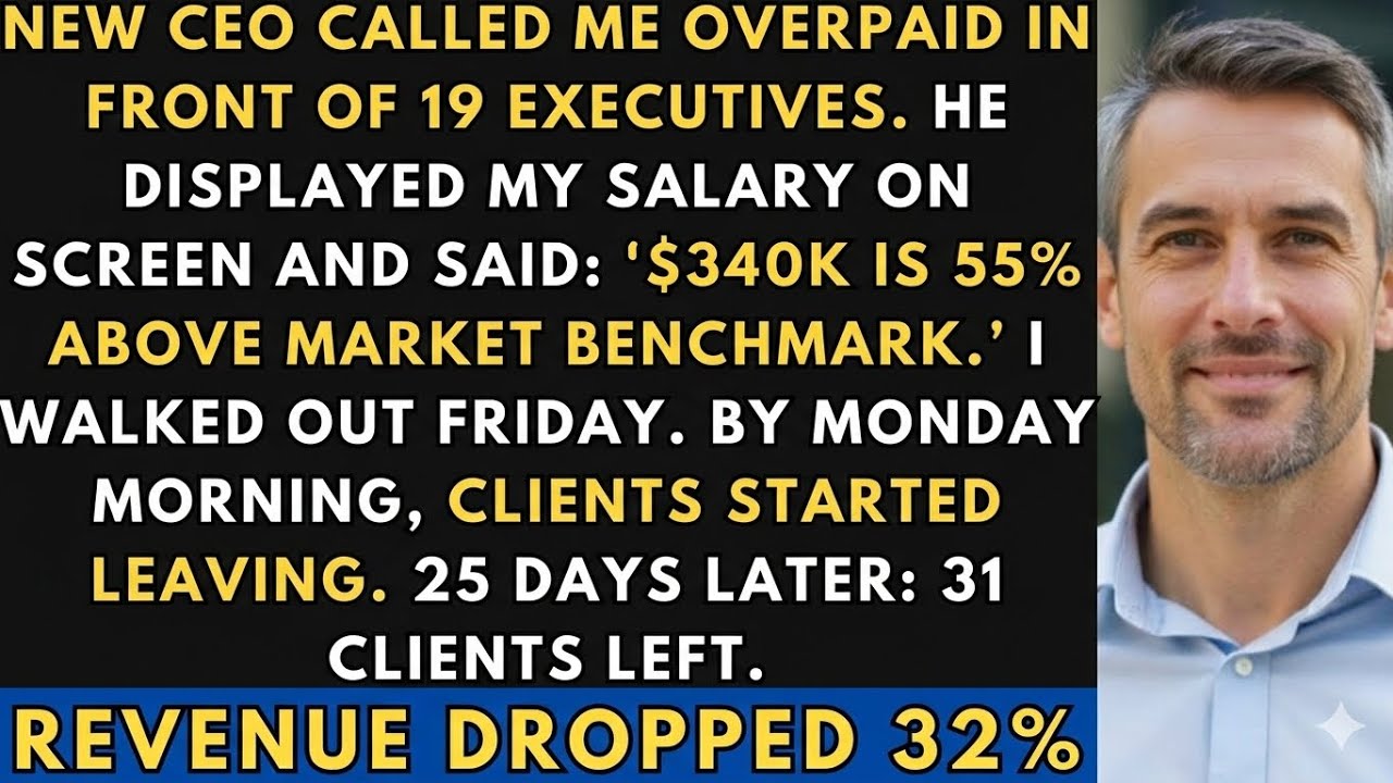 New CEO Called Me OVERPAID at Meeting -I Walked Out and Their Revenue Dropped 32%.