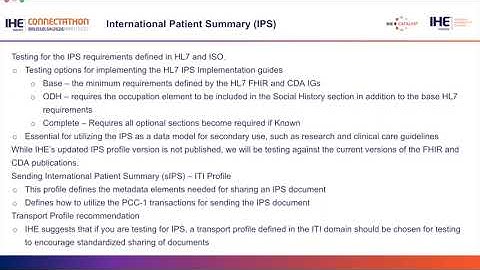 What’s New in the IHE PCC and QRPH Profiles for testing