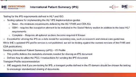 What’s New in the IHE PCC and QRPH Profiles for testing