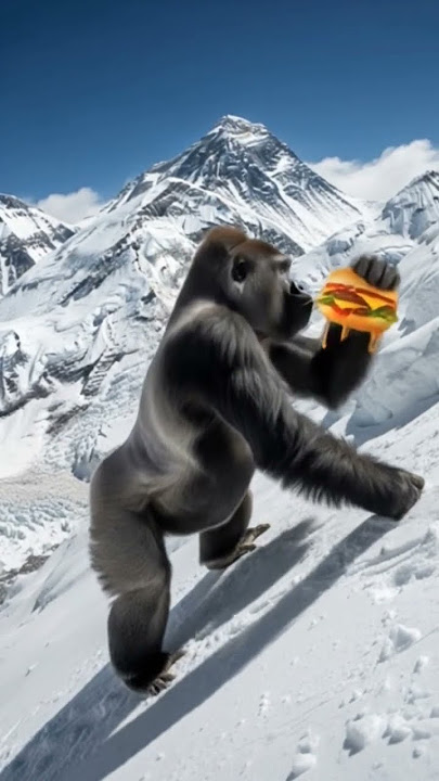my gorrila is hungry and for some reason he is climbing mount evrasI