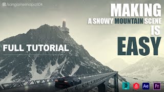 HOW I made REALISTIC Snowy Mountain Scene in 3D | Full Tutorial screenshot 1