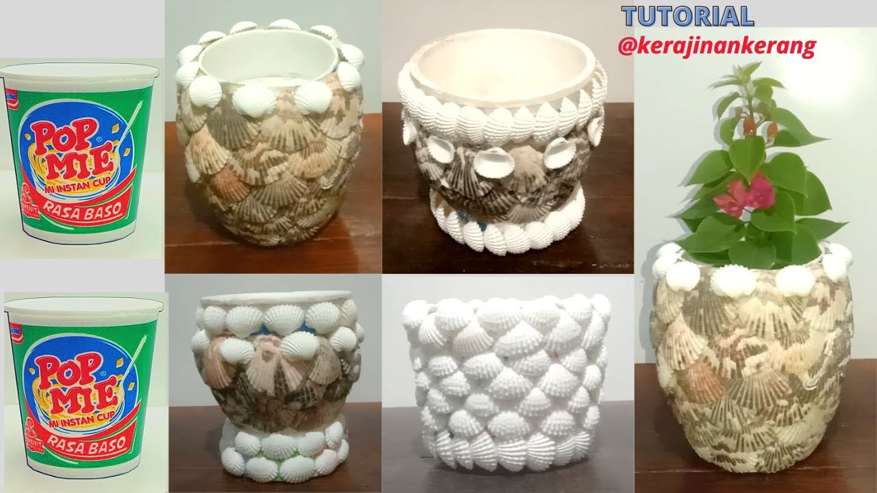 How To Make 4 Best Colection Flower Vase From Seashells and Cup Vas