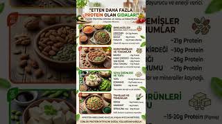 Yüksek proteinli bitkisel gıdalar, bitkisel protein kaynakları tablosu