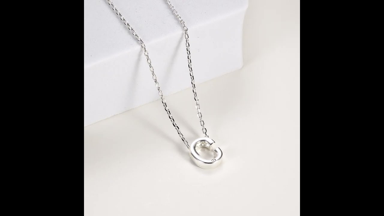 Initial Necklace Letter C Created with Zircondia® Crystals by Philip Jones Jewellery