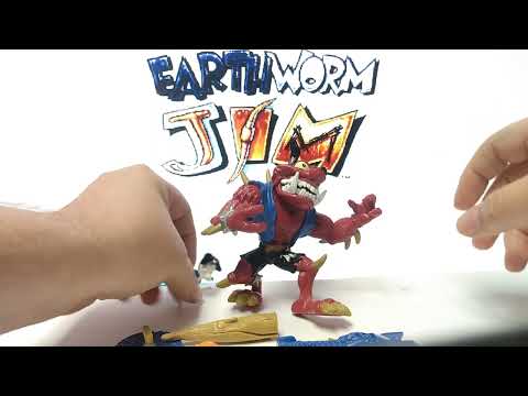 Earthworm Jim action figures (vintage playmates 90s toys showcase) READY FOR PREMIUM DNA