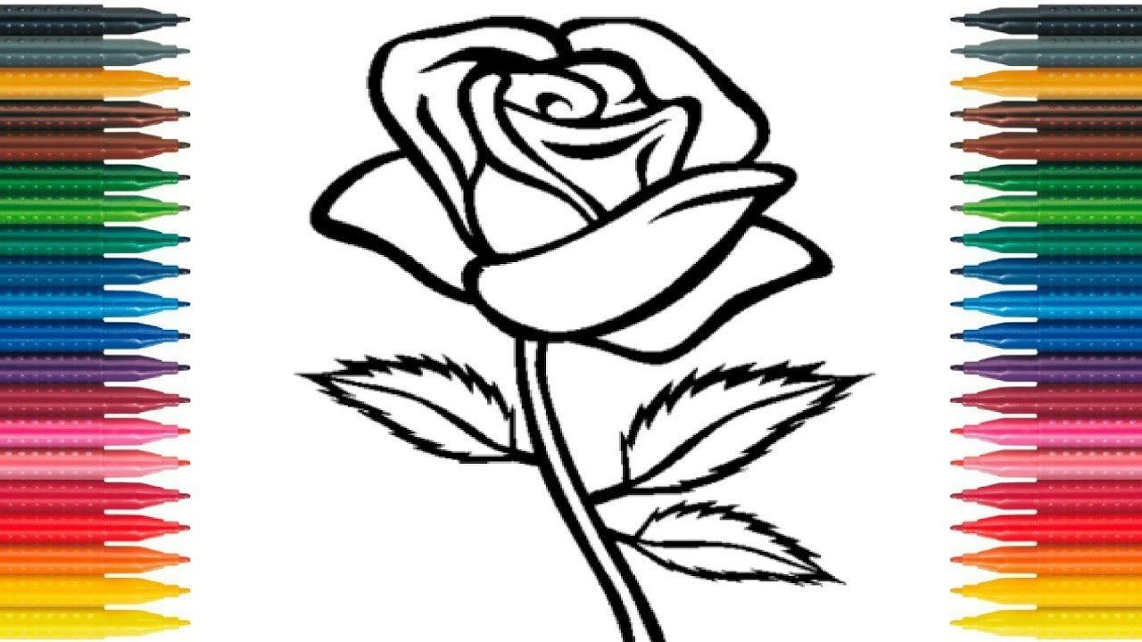 Featured image of post Rose Flower Drawing With Colour For Kids - Just click on button print at the right for printing.