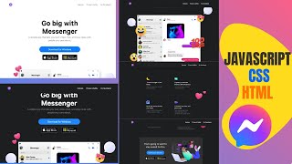 Complete Landing Page Messenger.com/desktop- Parallax icons -Dark mode / HTML-CSS-JS