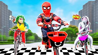 What If 10 SPIDER-MAN in 1 HOUSE ??? || KID SPIDER MAN Destroy Bicycle Thief ( Live action )