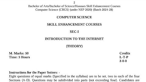 BA / BSc 2nd Semester Computer Science Skill Enhancement Course Syllabus 2025 GNDU University