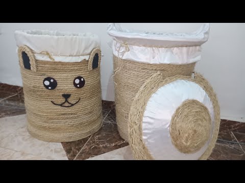 ضروري تشوفي لفيديو مشروع مربح صنع سلة العاب وسلة ملابس بخيط الخيش والحلفة مع تنظيم عميق للحمام