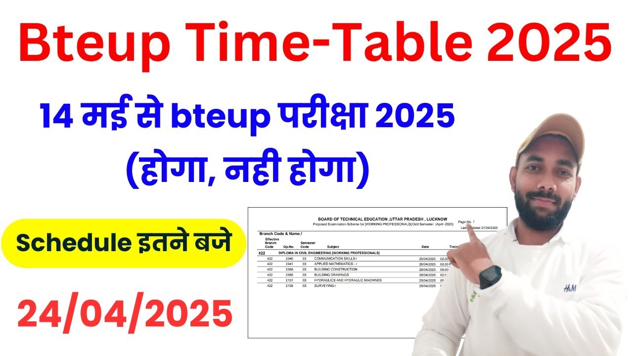 Final Update on Bteup Exam 2025 | Time-Table Schedule | Even Semester ...