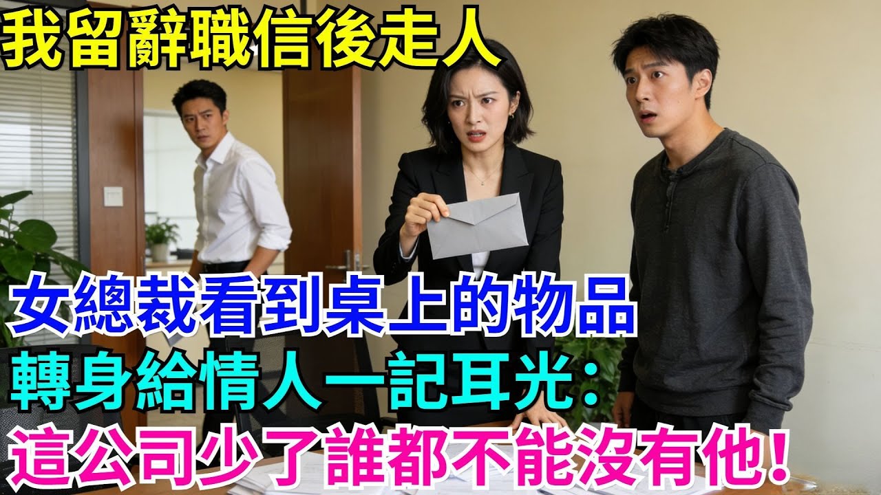 我留辭職信後走人，女總裁看到桌上的物品，轉身給情人一記耳光：這公司少了誰都不能沒有他！#男頻小説#都市#故事#小説#爽文