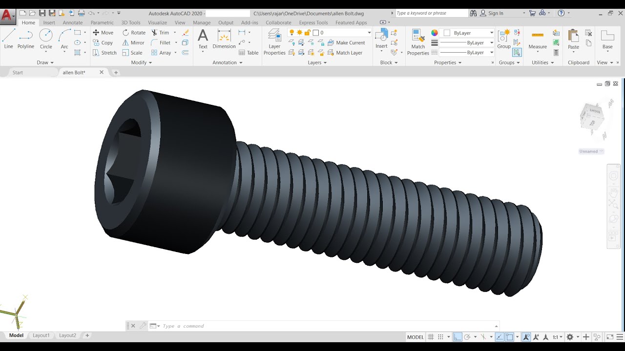 How To Make Allen Bolt In Autocad YouTube how-to-make-allen-bolt-in-autocad-youtube