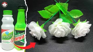 How to Make Easy Plastic Bottle Flower Step by Step | White Rose