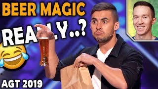 Magician REACTS to Dom Chambers BEER MAGIC on America's Got Talent 2019