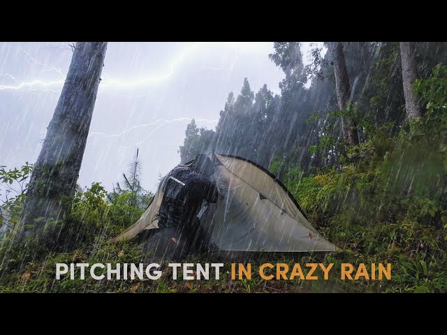 ⛈️ CAUGHT IN THUNDERSTORM! Solo Camping in heavy rain (Rain & Thunder Sound for sleeping) class=
