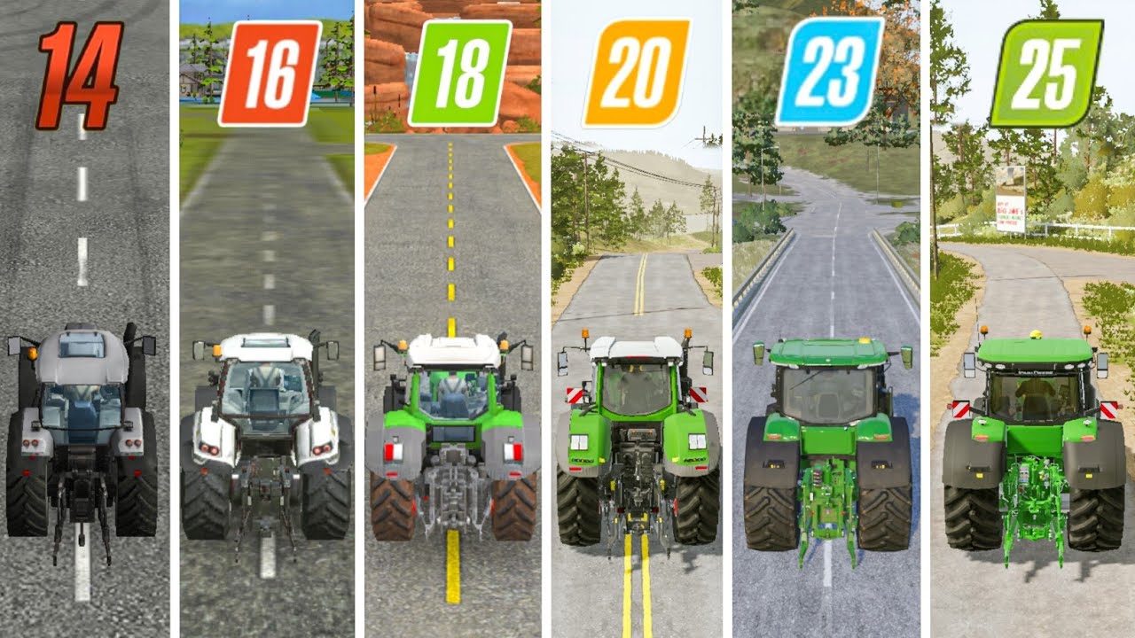 Fs14 против Fs16 против Fs18 против Fs20 против Fs23 против Fs25 | Сравнение тракторов | Интервал...