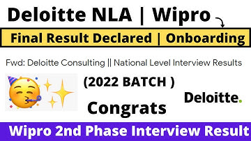 Deloitte NLA Interview Result Declared 2022 BATCH | Wipro 2nd Phase Interview Result Congrats