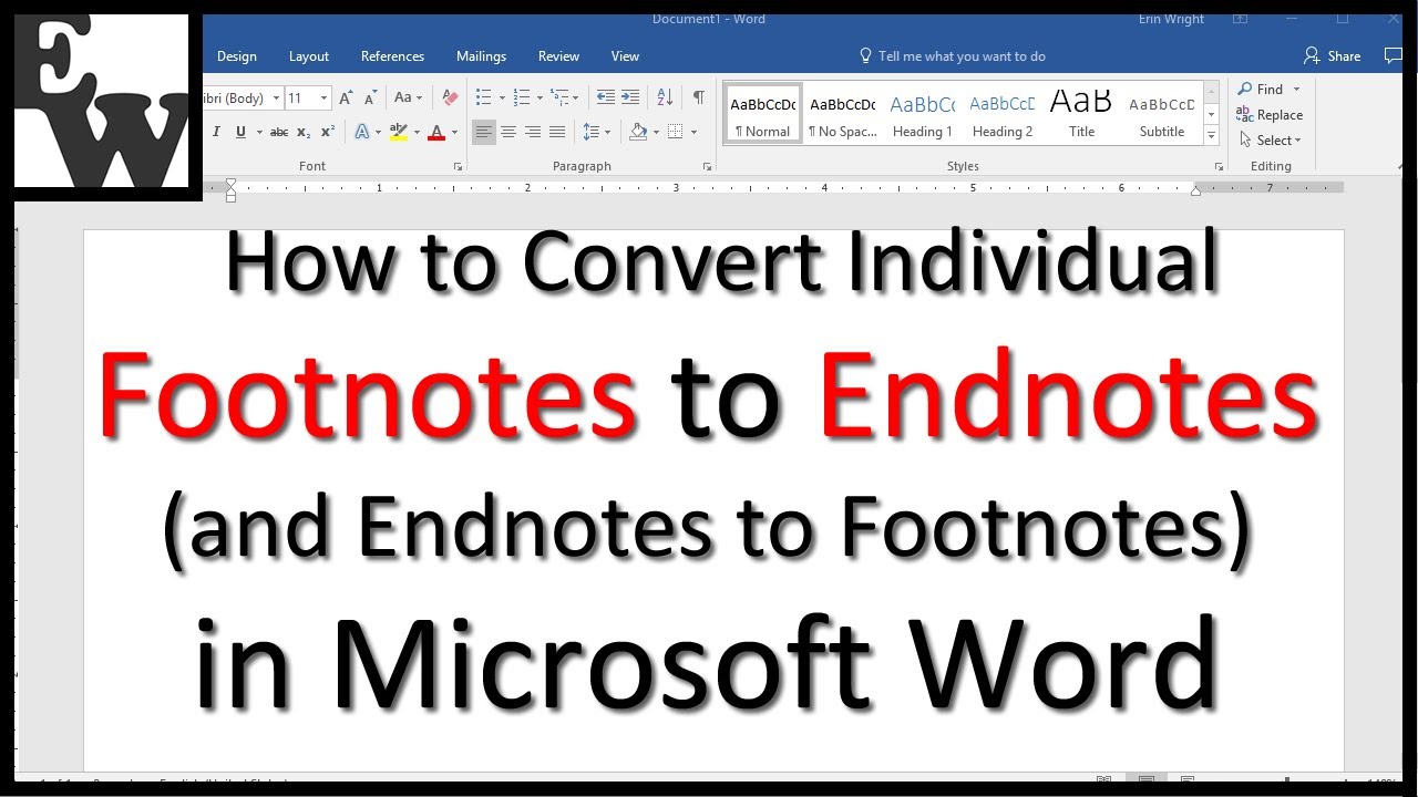 how to change footnote to endnote in word