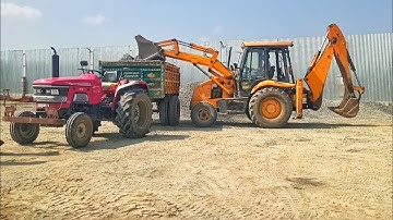 Mahindra 555 Di Arjun Tractor#JCB 3DX loading vs worst Heavy Loading msand jcb work video 😳🚜🚜🚜