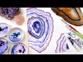 How to Paint an Amethyst Geode with Gold and Salt - Relaxing Step by Step Agate Watercolor Tutorial