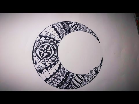 Very Easy Moon Mandala Art for beginners | Moon mandala - YouTube