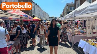Portobello Market & Notting Hill Summer Walk☀ London Heatwave 30°C 4K HDR | 2023