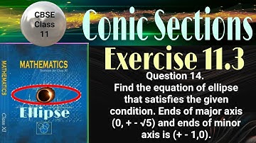 CBSE Class 11 EX 11.3 Q 14:Find eqn of ellipse that satisfy End of major axis  (0, + - √5) & (-+1,0)