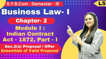 SYBCom || Business Law - I || Chapter 2 | Module 1 Indian Contract Act -1872 | Part 1 | Lecture 1 |