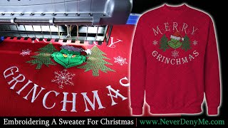 Merry Grinchmas 🎄 The Grinch Christmas Sweater Embroidery🧵 | www.NeverDenyMe.com @NateMatthews
