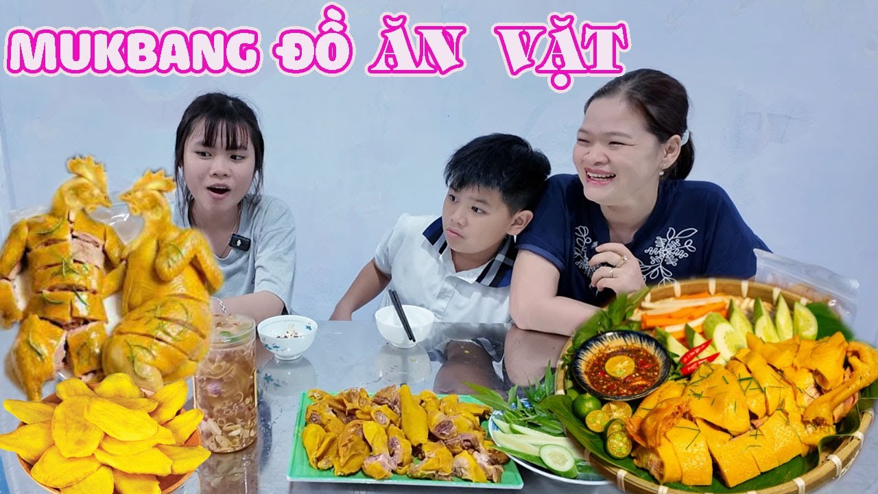 Mukbang Đồ Ăn Vặt Gà Ủ Muối Mít Sấy Xoài Sấy Dẻo Gân Bò Ngâm Siêu Cay #trangandvinhtv
