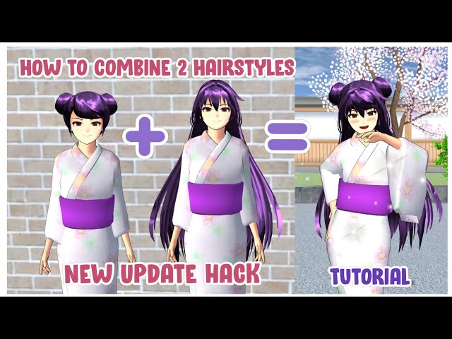 New Update Hack! 😍 How to Combine 2 Hairstyles for Girl • Easy Tutorial • Sakura School Simulator class=