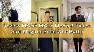 Review Mage Male Mens 3 Pieces Suit Elegant Solid One On Slim Fit Single Breasted Party Blazer